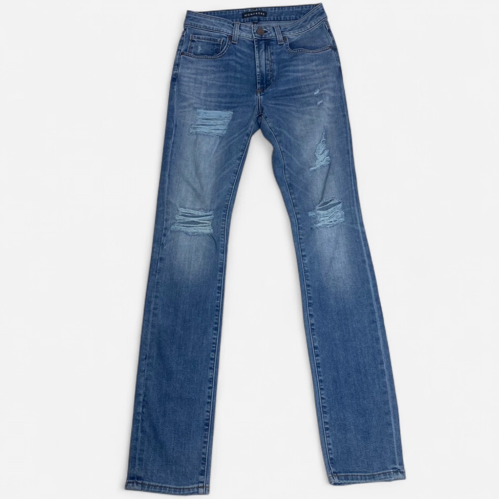 Monfrere Men’s Greyson Distressed Skinny Jeans Blue Size 30